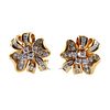 Midcentury 18k Gold Diamond Bow Earrings
