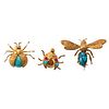18k Gold Ruby Turquoise Insect Bee Brooch Pin Lot of 3