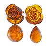  Gold Carved Amber Earrings