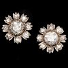 PAIR OF LARGE ANTIQUE FLORAL CLUSTER EARRINGS