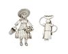 Two Mexican silver figural brooches