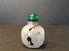 ANTIQUE Chinese Agate Snuff Bottle with carvinga. 18th Century. 2 3/4" high