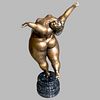 After Botero Bronze Sculpture Of Chubby Woman