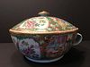 ANTIQUE Chinese Rose Medallion Chamber Covered Bowl,  19th Century