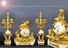 A Fine 19th C. French Gilt Bronze & Marble Figural Clock Set