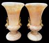 A Pair Of 19th Century Figural Bronze & Marble Vases
