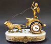 19th Century French Empire Gilt Dore Bronze Marble Figural Group Clock