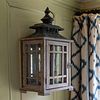 Pair of Grey Painted Wood and Tin Two-Light Wall Lanterns