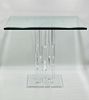 Lucite & Glass Center Table, Stunning Faceted Lucite Pedestal & Beveled Glass