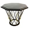 French Center Table in Brass & Wrought Iron with Ocatagonal Slate Top