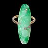 CARVED JADE AND DIAMOND RING