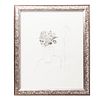 JOY LAVILLE. Perfil de mujer con flores. Firmado. Grabado al aguafuerte y ruleta 4 / 40. 40 x 30 cm papel. Con certificado