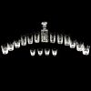 JUEGO DE LICOR CHECOSLOVAQUIA SIGLO XX Elaborado en cristal transparente Diseños facetados Consta de licorera, 6 vasos hig...