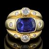 VINTAGE / CONTEMPORARY 18K YELLOW GOLD, DIAMOND, AND GEMSTONE LADY'S RING