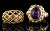 VINTAGE 14K AND 18K YELLOW GOLD LADY'S RINGS, LOT OF TWO