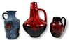 (2) German Lava Pottery Vessels & U-Keramik Vessel