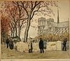 Tavik F. Simon Hand Colored Etching "Notre Dame"