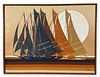 MCM Painting Of Sailing Ships Signed Lance