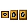 3pc Framed Wedgwood Black Jasperware Figural Plaques