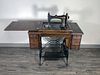 SEWING TABLE WITH TRESTLE AND STRAWBRIDGE AND CLOTHIER MACHINE