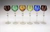 6 BOHEMIAN CUT TO CLEAR CRYSTAL STEMMED CORDIAL GLASSES