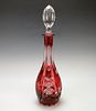 CUT TO CLEAR CRANBERRY CRYSTAL DECANTER