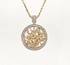 14K Diamond Floral Pendant Necklace