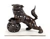 Antique Bronze Fu Dog Leaning on Globe