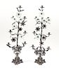 Pair 19th Century French Altar Candelabras Glass Lilies