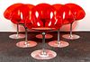 6 Red Philippe Starck Eros Chairs for Kartell