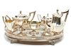 Gorham (American, 1831) 'Plymouth' Sterling Silver Tea Service & Silver Plate Tray, 72.3t oz 6 pcs