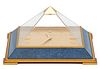 LeCoultre (Swiss) Pyramid Desk Clock, Blue Enamel, W 7''