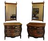 Pair of Hekman Wellington Hall  Black Lacquer And Gilt Wood Mirrors And Chests Of Drawers, H 32'' W 36'' Depth 19.5''