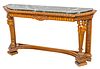 Carved Walnut, Marble Top Console Table, C. 1910, Caryatid Legs, H 32'' L 59'' Depth 14''