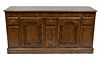 Carved Country French Style Oak Sideboard C. 1960, H 32'' L 64'' Depth 19''