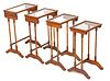 Nest Of Four Mahogany And Glass Tables H 23'' W 16'' 4 pcs