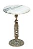 Marble Top & Brass Table, C. 1930, H 17'' Dia. 12''