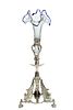 Silver Plate Eagle Base Epergne, Blown Glass Vase C. 1870, H 17'' W 7''
