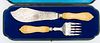 Mappin Brothers (London) Celluloid & Sterling Silver Fish Fork + Knife C. 1883