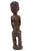 African Carved Wood Sculpture Of A Woman, H 17.5'' W 3.75'' Depth 3.25''