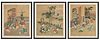 Chinese Watercolor & Gouache Paintings On Silk, H 9.75'' W 8.5'' 3 pcs