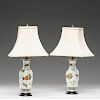 Famille Verte Porcelain Vase Lamps