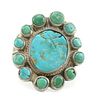 Navajo Turquoise and Silver Ring c. 1930s, size 10.5 (J9298)