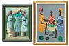 Cameau Rameau, & Claude Dambreville, Haiti, Oils On Cardboard, H 16'' W 12'' 2 pcs