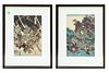 Japanese Edo Period Woodblock Prints On Rice Paper, Kabuki Actors, H 13.75'' W 9.5'' 1 Pair
