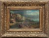 Continental Oil On Canvas Mounted To Board, Later 19th C., Costal Village, H 7.75'' W 11.75''