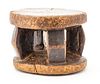 African Carved Wood Stool, H 6.25'' Dia. 8''