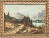 Oil On Canvas, Path Along The Mountain Lake, H 22'' W 30''