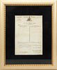 Secretaire Of Napoleon Bonaparte Signed Document, C. 1800, H 13", W 9.25"
