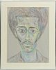 Jack Faxon Abstract Portrait C. 1973, H 25'' W 19.5''